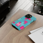 LOVE Aqua Blue Leopard RG Tough Phone Case iPhone, Galaxy, or Google Pixel
