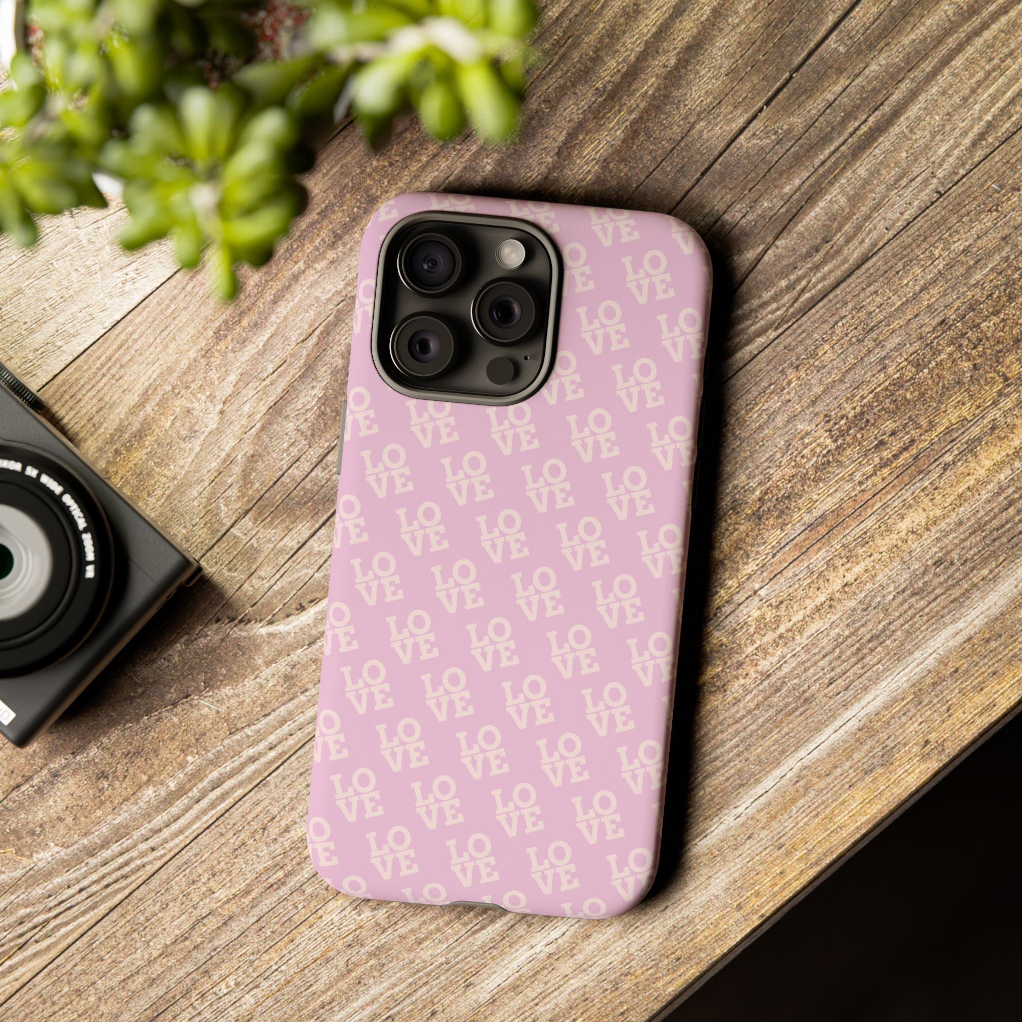 LOVE Pink Tough Phone Case for iPhone, Galaxy, or Google Pixel