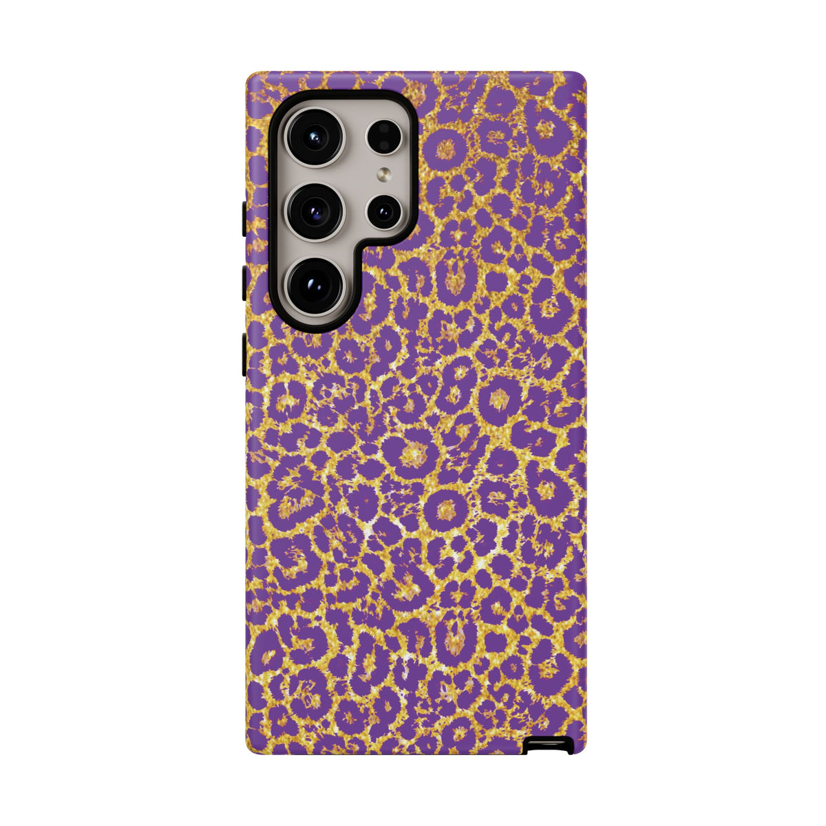 Purple Gold Leopard Tough Phone Case for iPhone, Galaxy, or Google Pixel