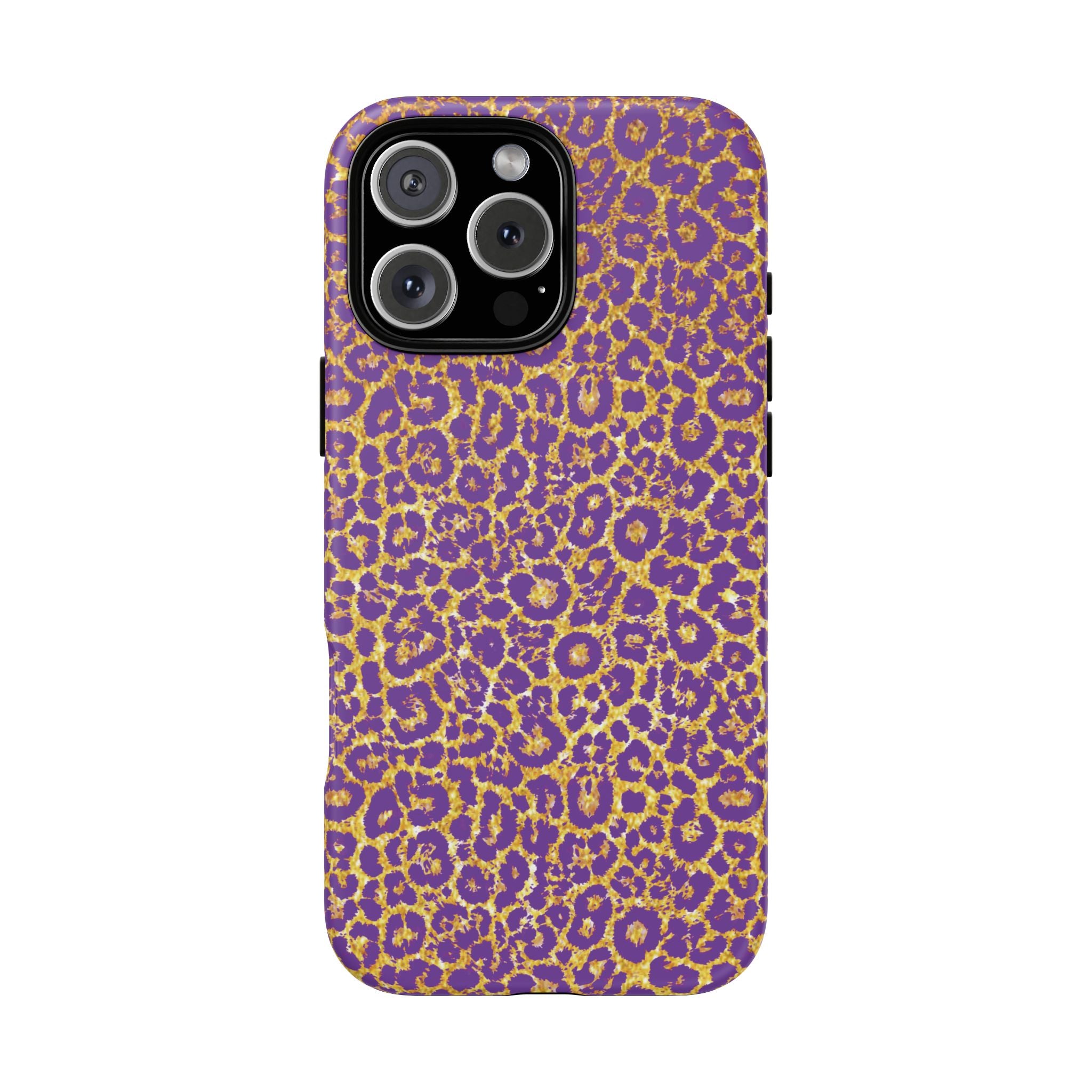 Purple Gold Leopard Tough Phone Case for iPhone, Galaxy, or Google Pixel