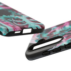 Neon Pink Skeleton (Black) Tough Phone Case for iPhone, Galaxy, or Google Pixel