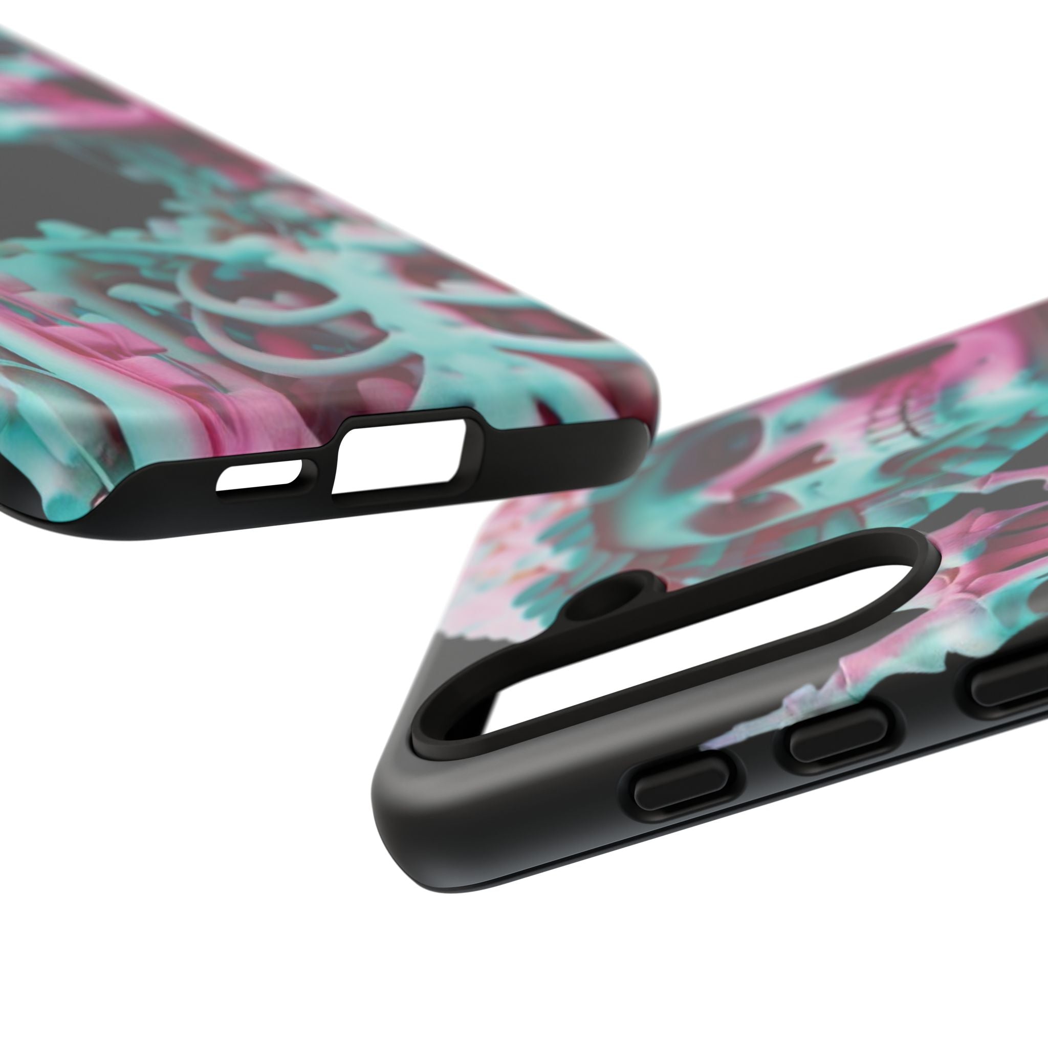 Neon Pink Skeleton (Black) Tough Phone Case for iPhone, Galaxy, or Google Pixel