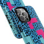 LOVE Blue Leopard 80s Vibe Tough Case for iPhone, Galaxy, or Google Pixel