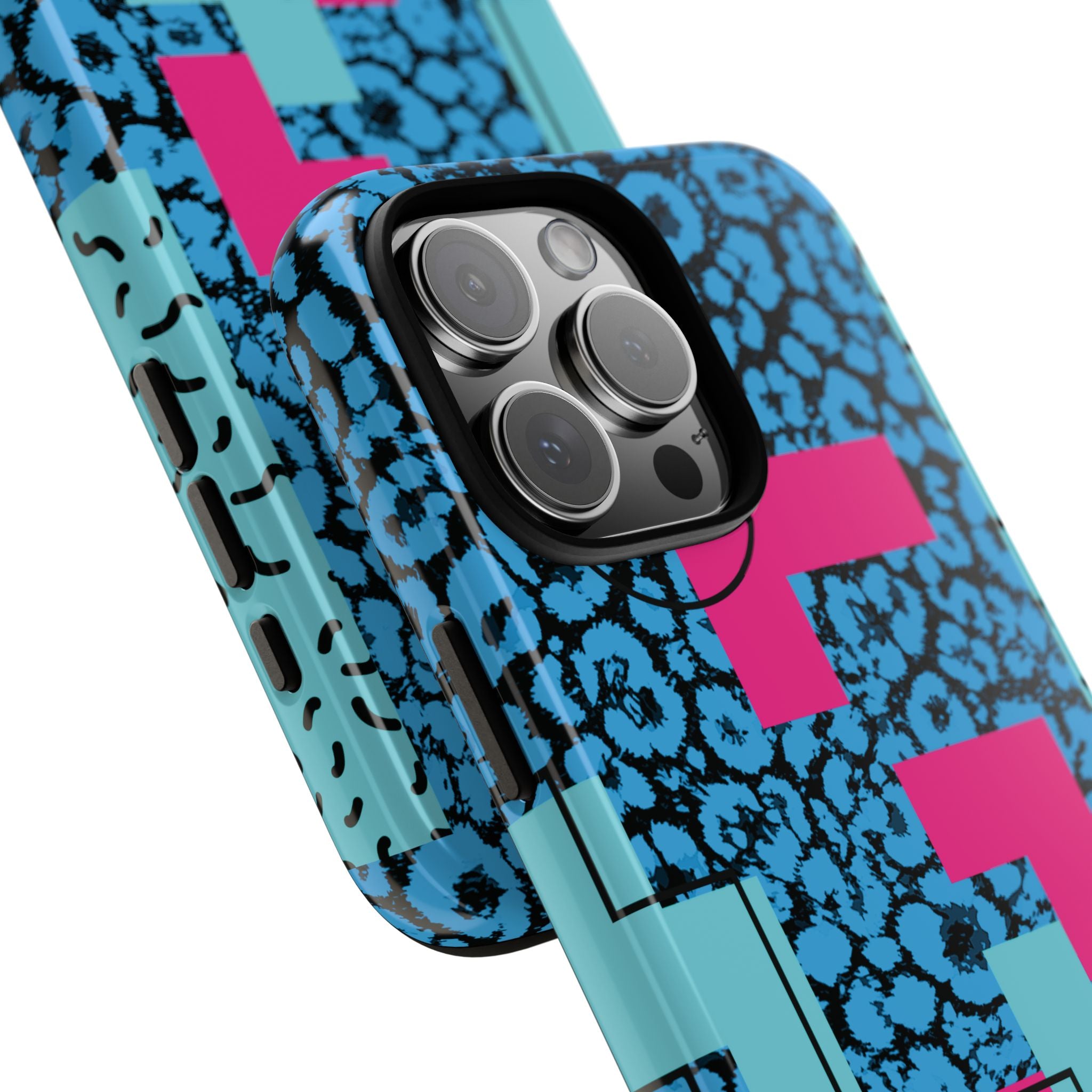 LOVE Blue Leopard 80s Vibe Tough Case for iPhone, Galaxy, or Google Pixel