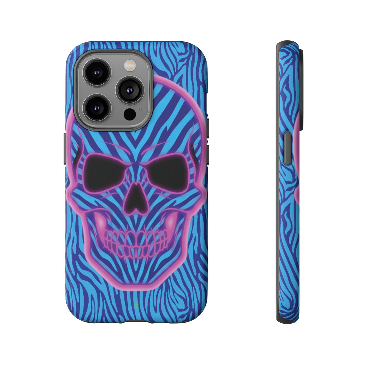 Neon Zebra Skull Tough Phone Case for iPhone, Galaxy, or Google Pixel