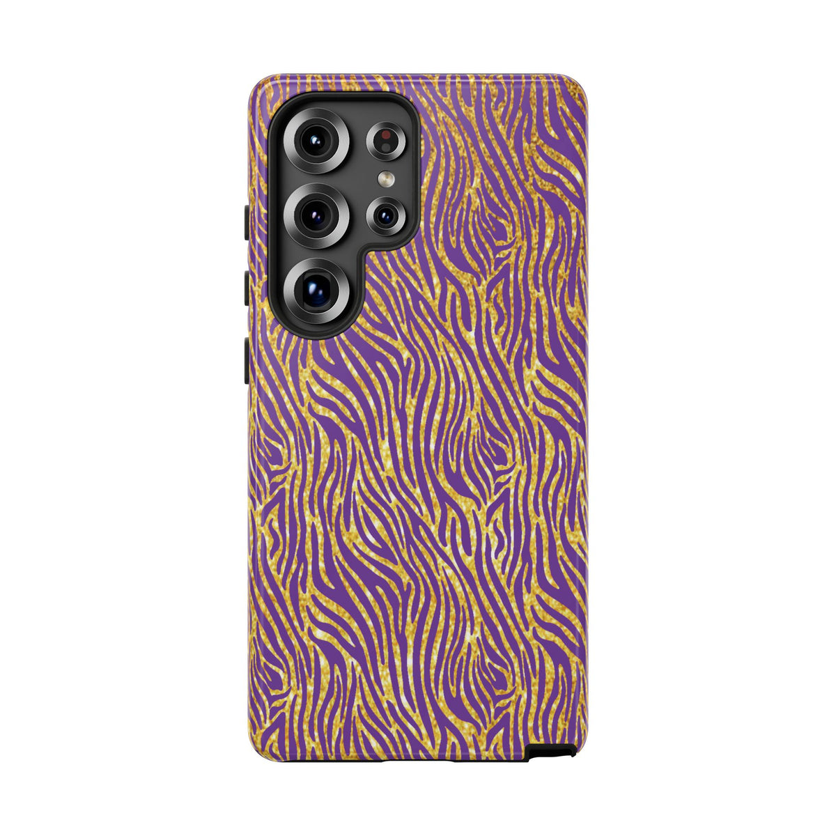 Vibrant Purple Gold Zebra Tough Phone Case iPhone, Galaxy, or Google Pixel