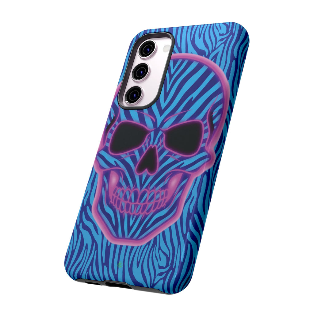 Neon Zebra Skull Tough Phone Case for iPhone, Galaxy, or Google Pixel