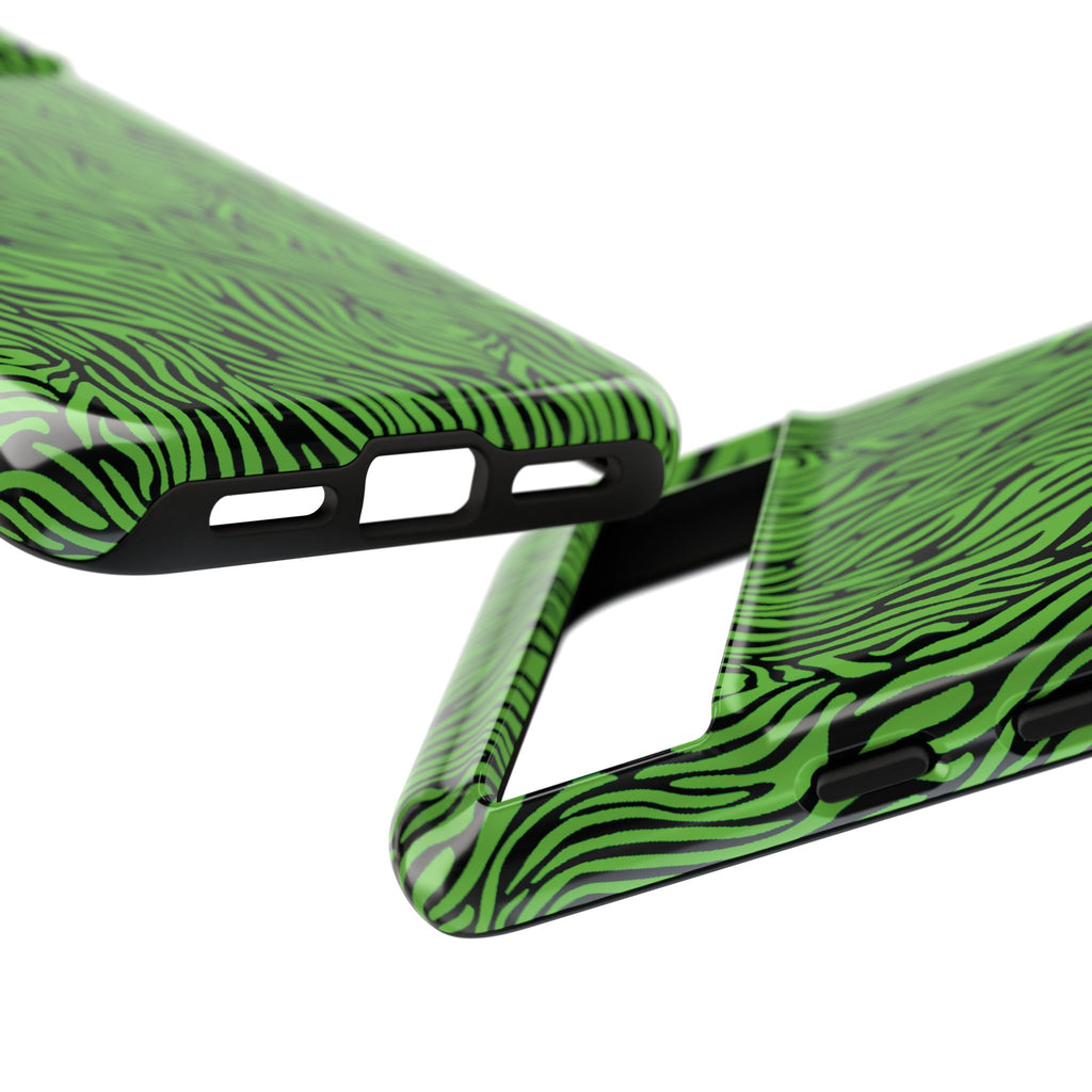 Neon Green Zebra Tough Phone Case iPhone, Galaxy, or Google Pixel