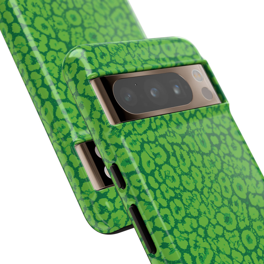 Neon Green Leopard Tough Phone Case for iPhone, Galaxy, or Google Pixel