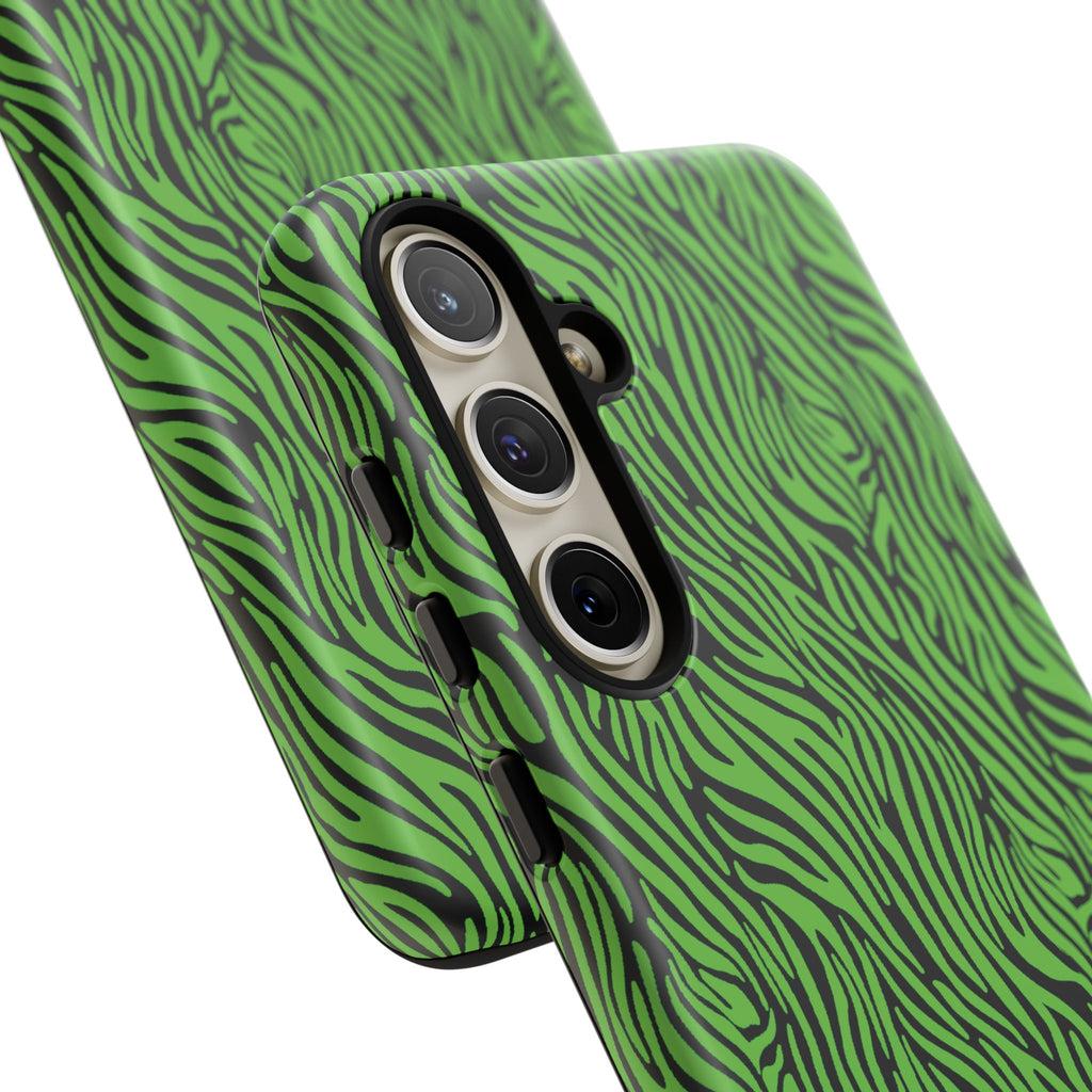 Neon Green Zebra Tough Phone Case iPhone, Galaxy, or Google Pixel