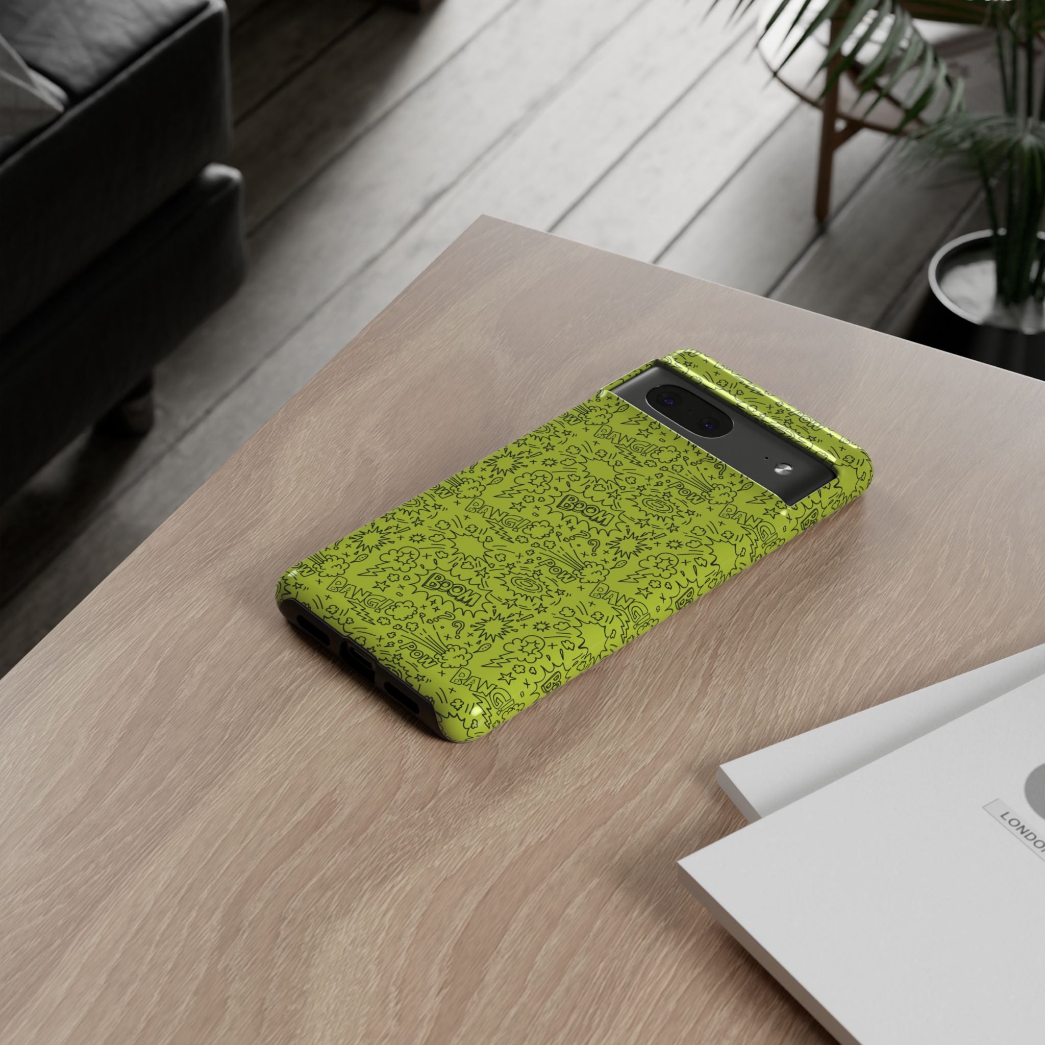 Neon Lime Wow Tough Case for iPhone, Galaxy, or Google Pixel