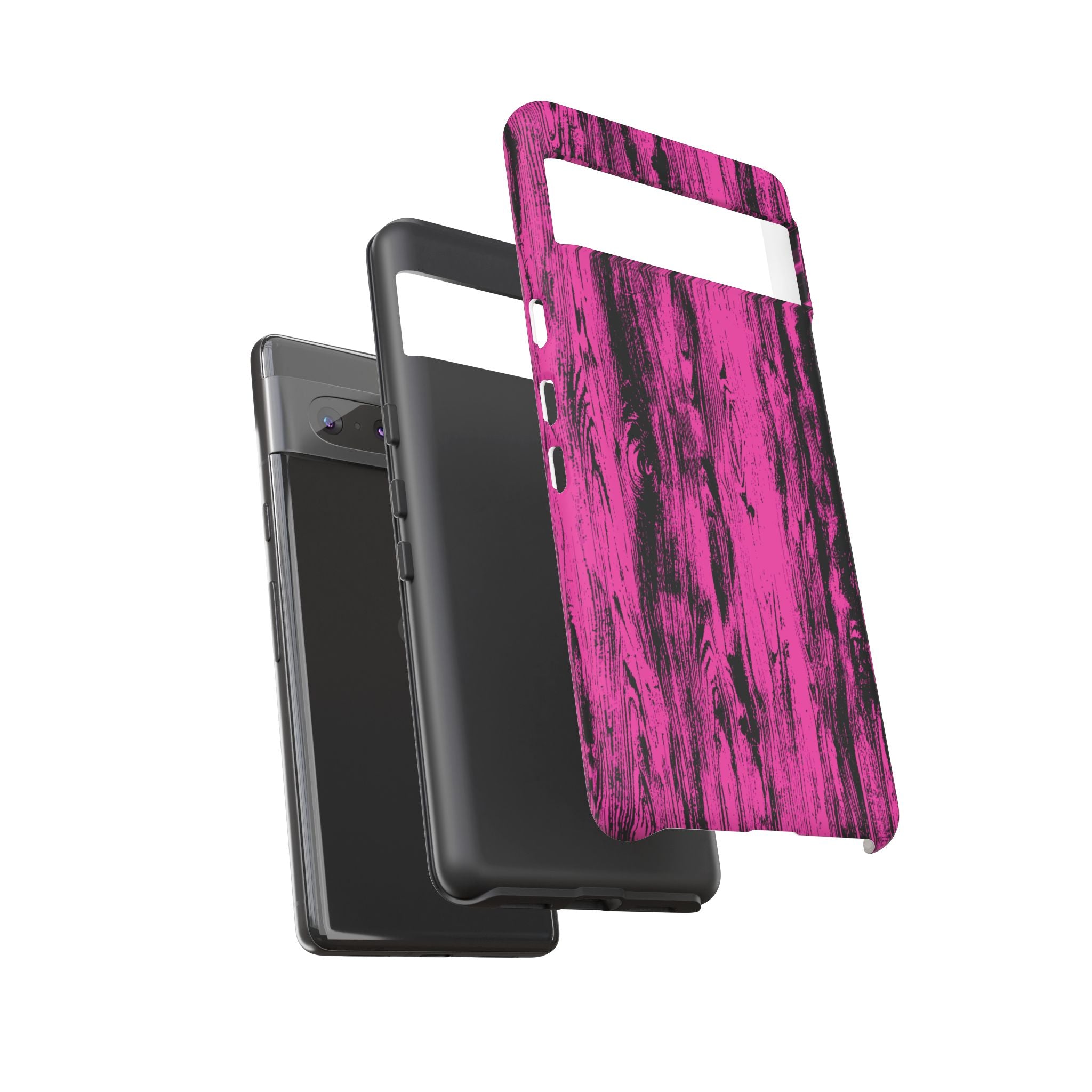 Hot Pink wood print Design Tough Phone Case for iPhone, Galaxy, or Google Pixel