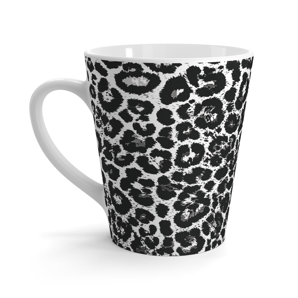 Black and White Leopard Print Latte Mug