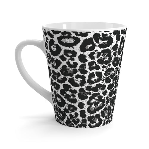 Black and White Leopard Print Latte Mug