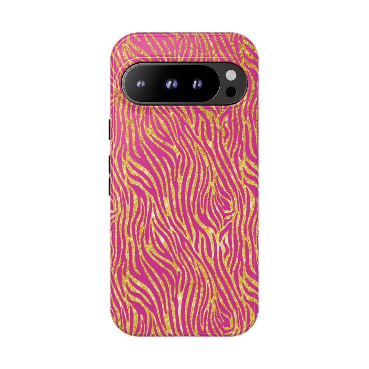 Pink Gold Zebra Print Tough Case for iPhone, Galaxy, or Google Pixel