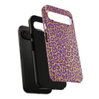 Purple Gold Leopard Tough Phone Case for iPhone, Galaxy, or Google Pixel
