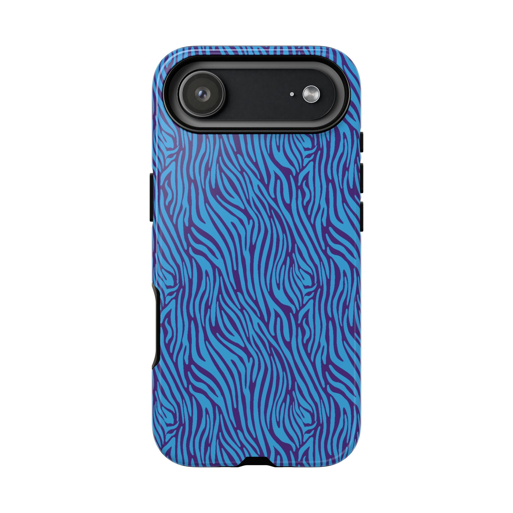 Zebra Print Blue and Purple Tough Case for iPhone, Galaxy or Google Pixel