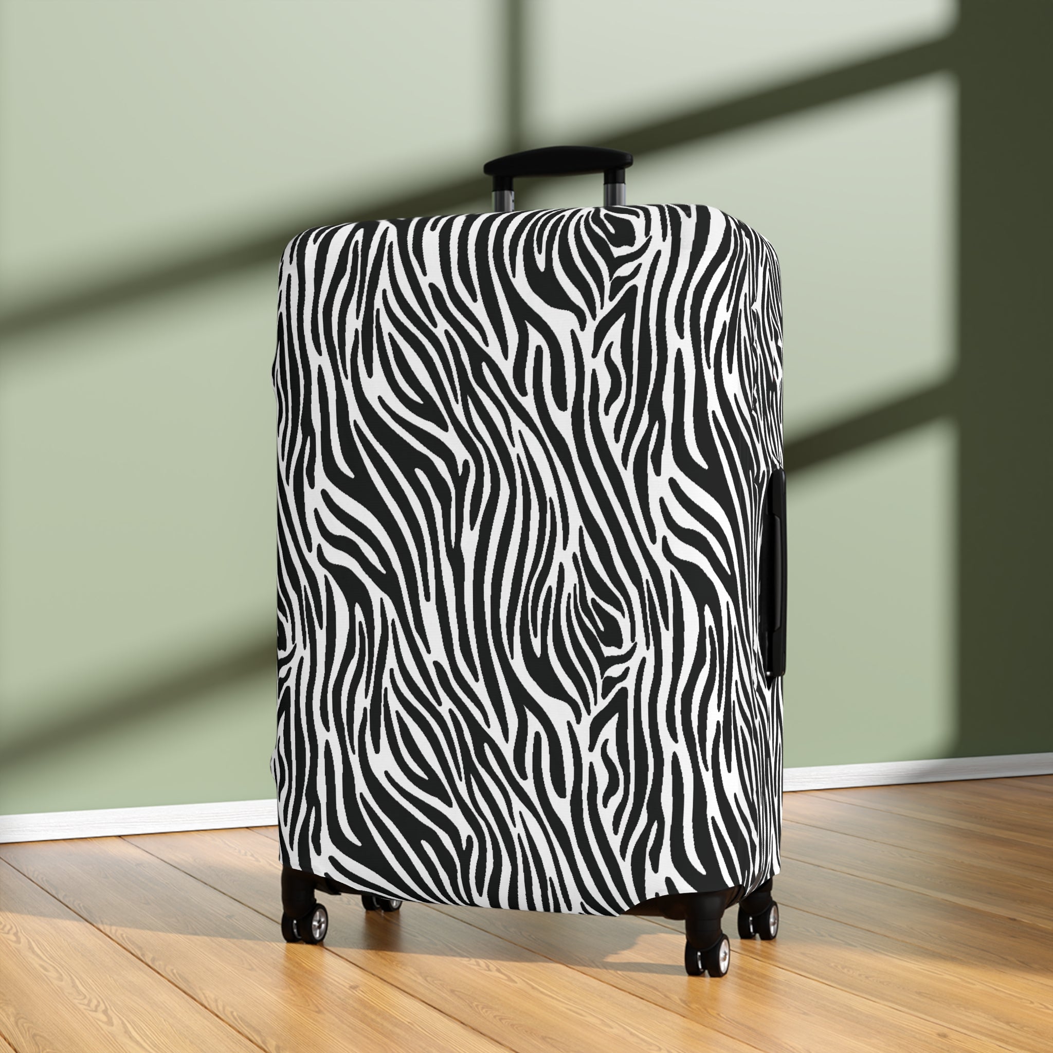 Zebra Print Black and White Luggage Cover
