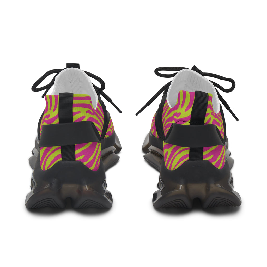 Neon Pink Lime Zebra Women's Mesh Sneakers
