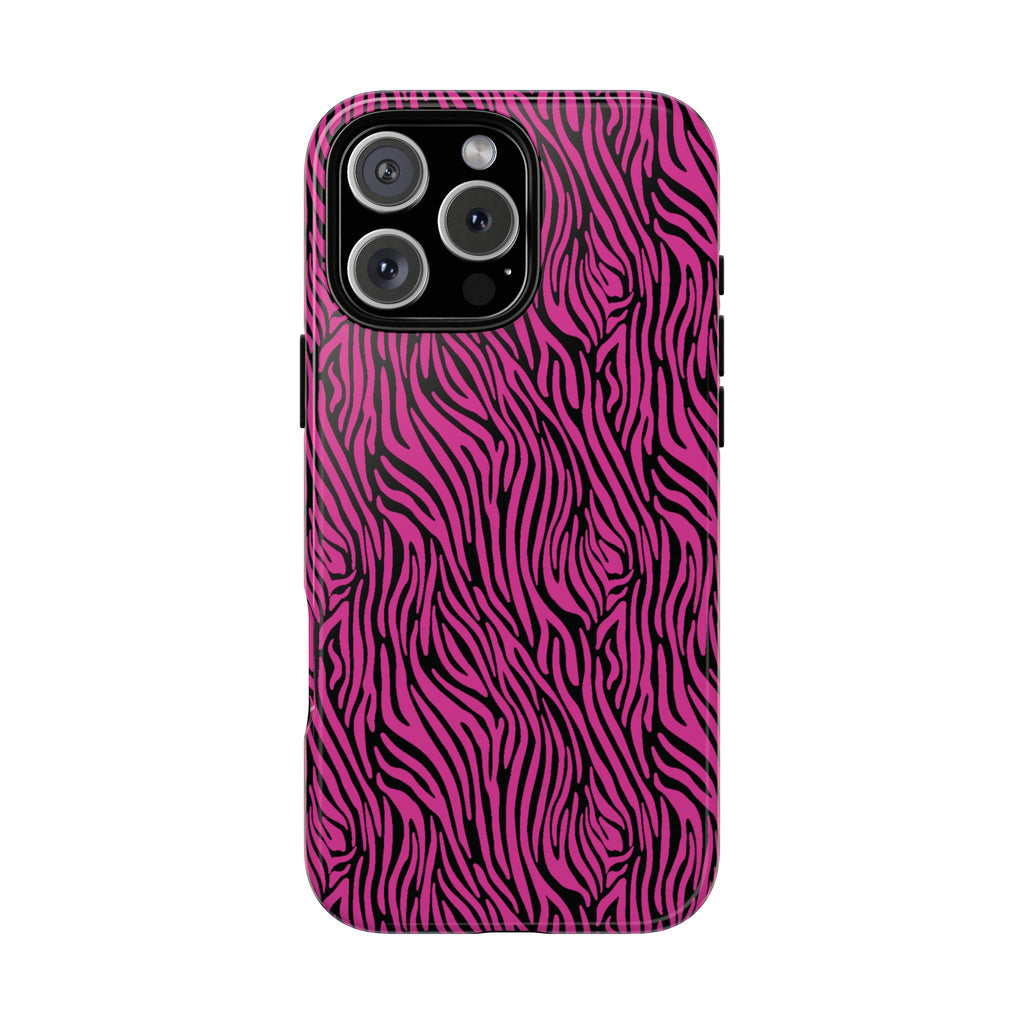 Pink Zebra Tough Phone Case for iPhone, Galaxy, or Google Pixel
