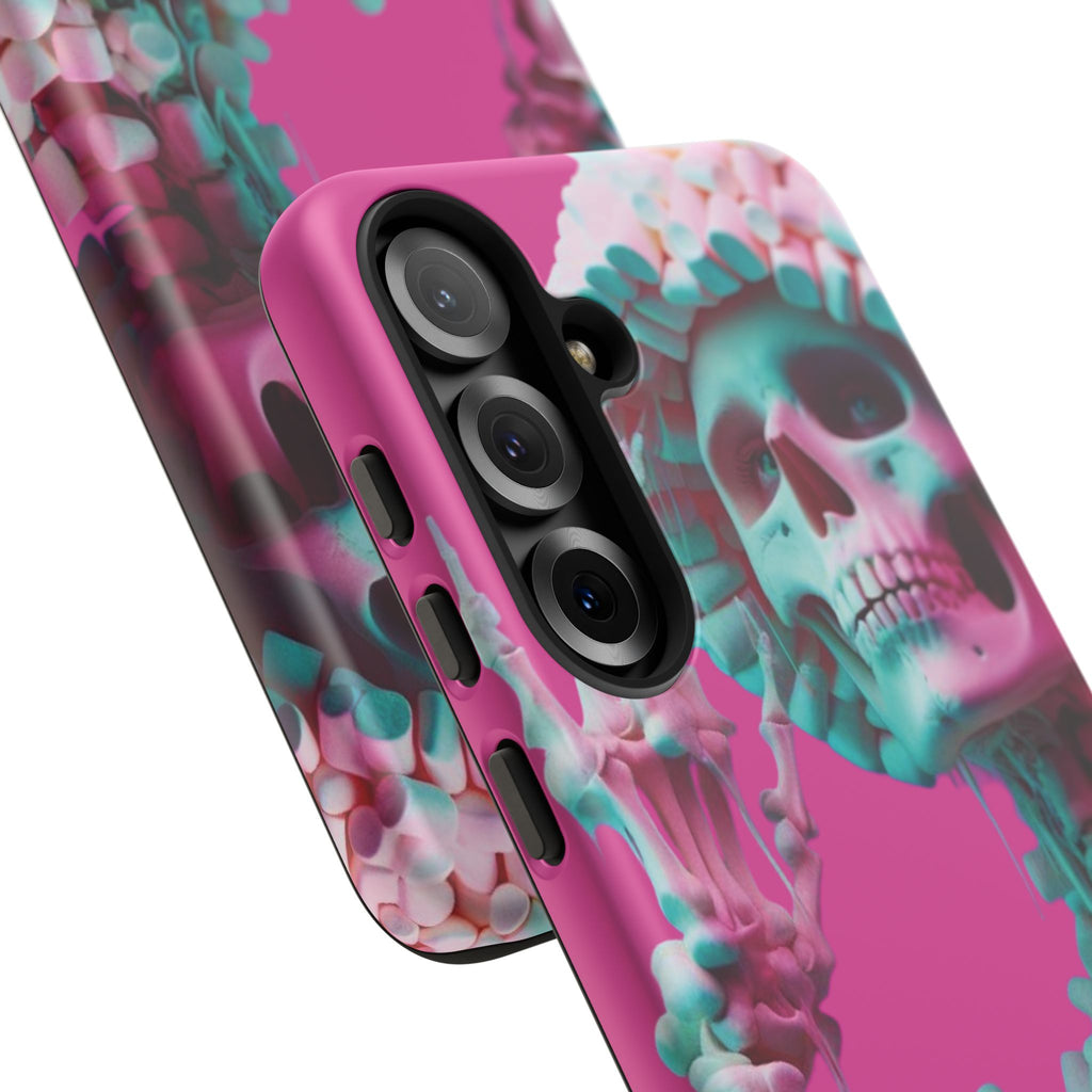 Neon Pink Skeleton Tough Phone Case for iPhone, Galaxy and Google Pixel