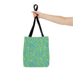 Blue Neon Lime Zebra Tote Bags