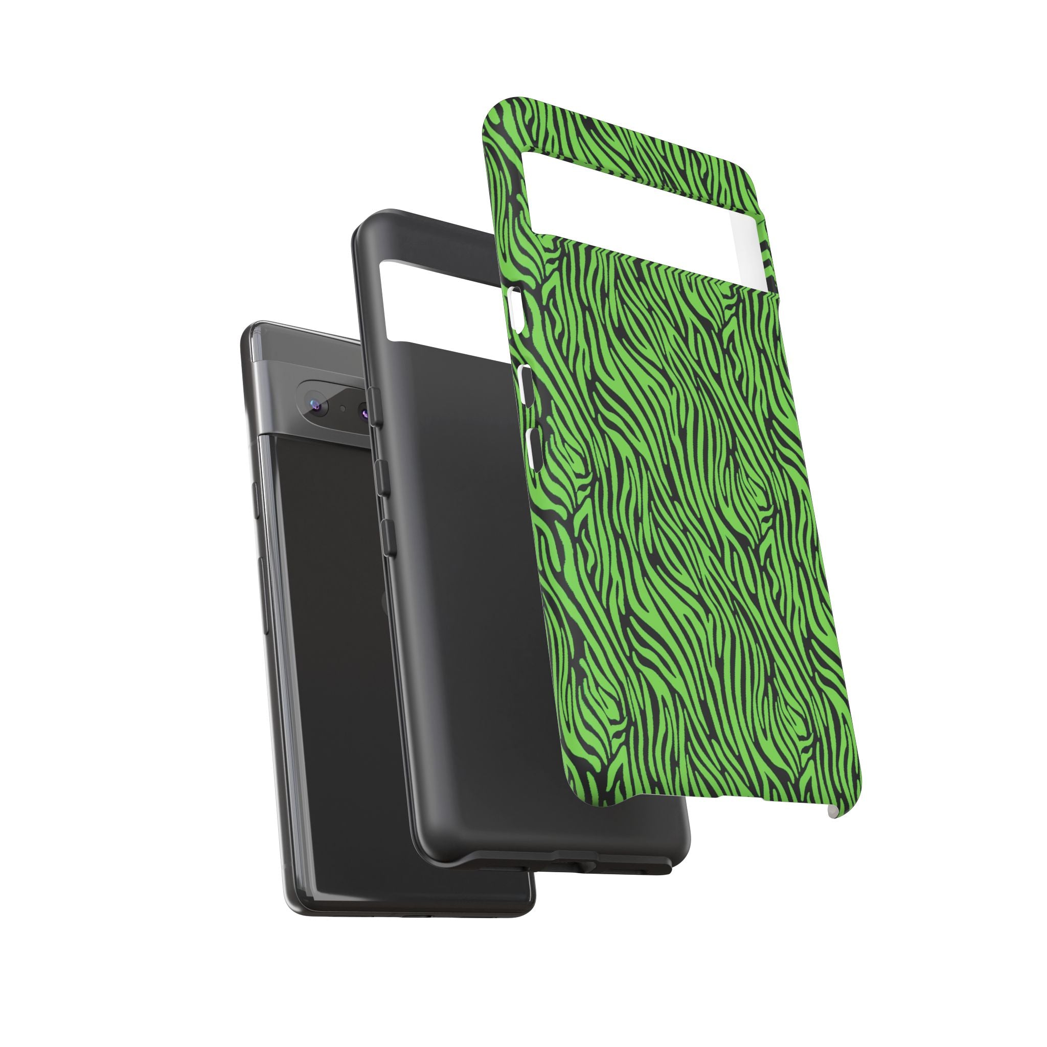 Neon Green Zebra Tough Phone Case iPhone, Galaxy, or Google Pixel