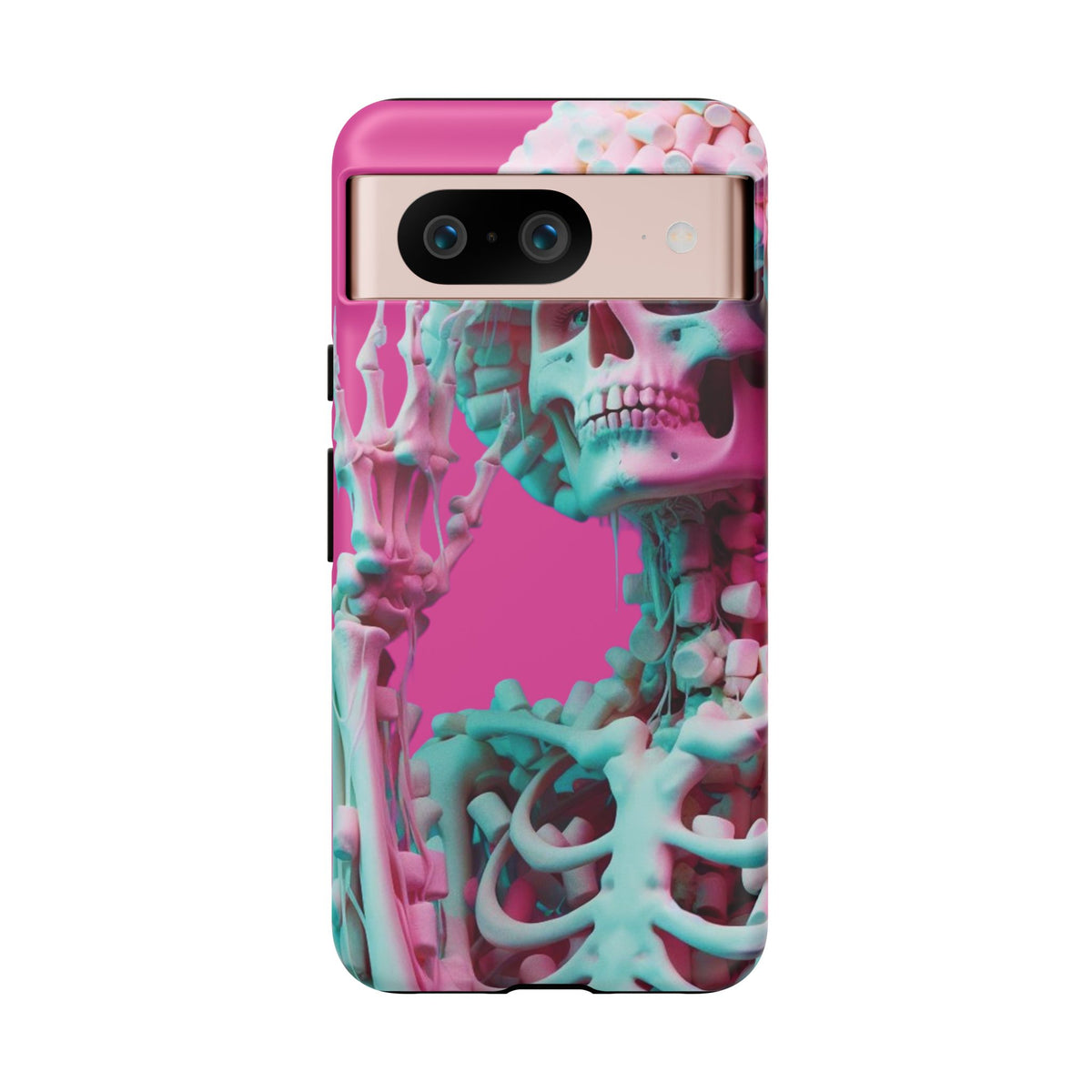 Neon Pink Skeleton Tough Phone Case for iPhone, Galaxy and Google Pixel