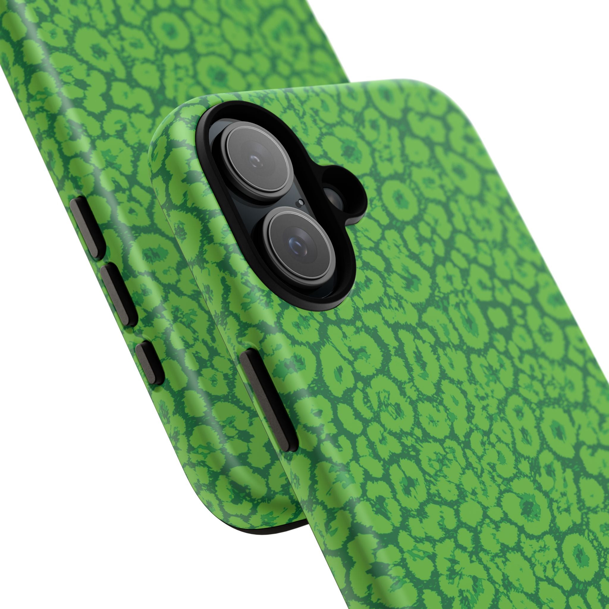 Neon Green Leopard Tough Phone Case for iPhone, Galaxy, or Google Pixel