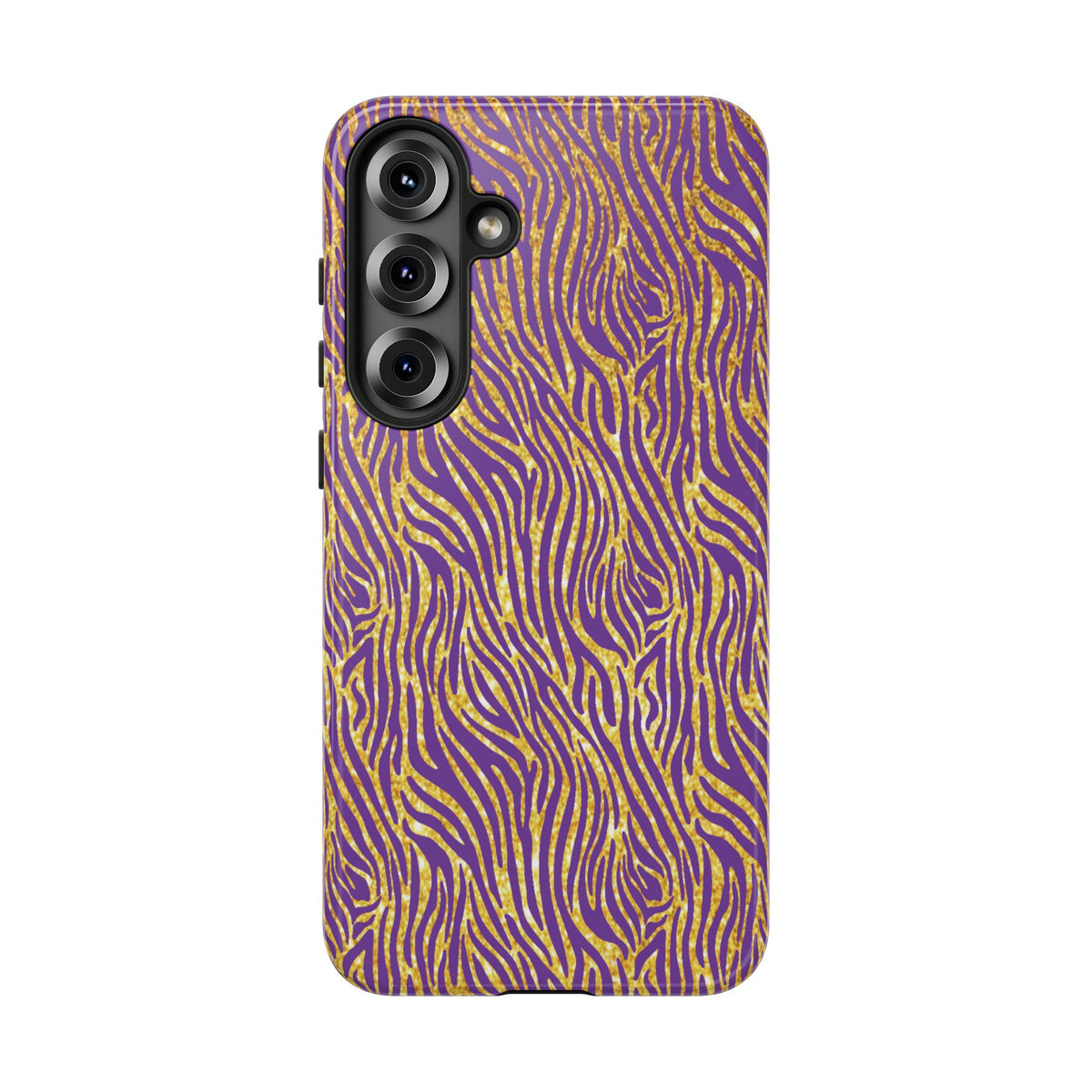 Vibrant Purple Gold Zebra Tough Phone Case iPhone, Galaxy, or Google Pixel