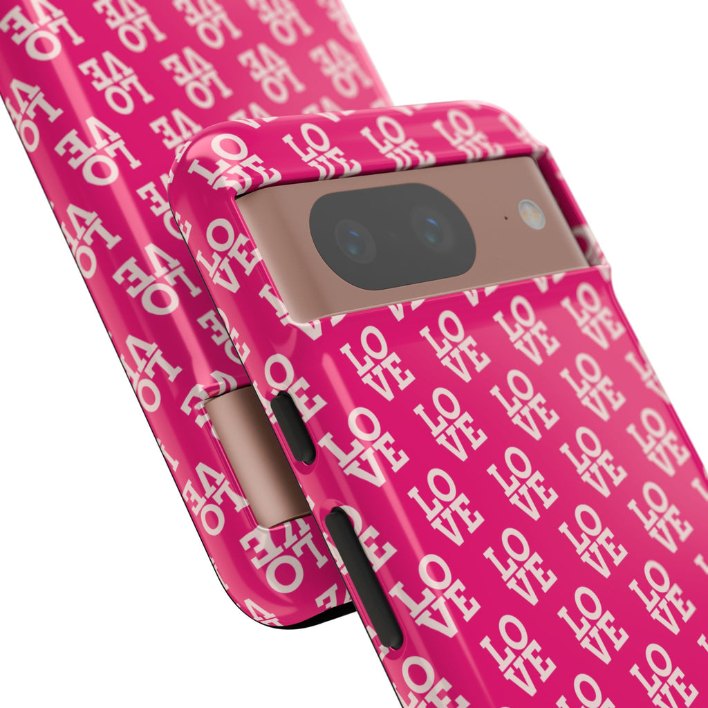 Vibrant Pink LOVE Tough Case iPhone, Galaxy, or Google Pixel