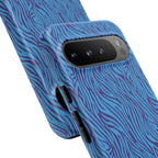 Zebra Print Blue and Purple Tough Case for iPhone, Galaxy or Google Pixel