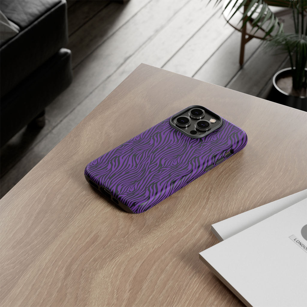 Purple Zebra Tough Phone Case for iPhone, Galaxy, or Google Pixel