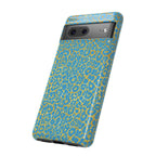 Blue Gold Leopard Tough Phone Case for iPhone, Galaxy, or Google Pixel