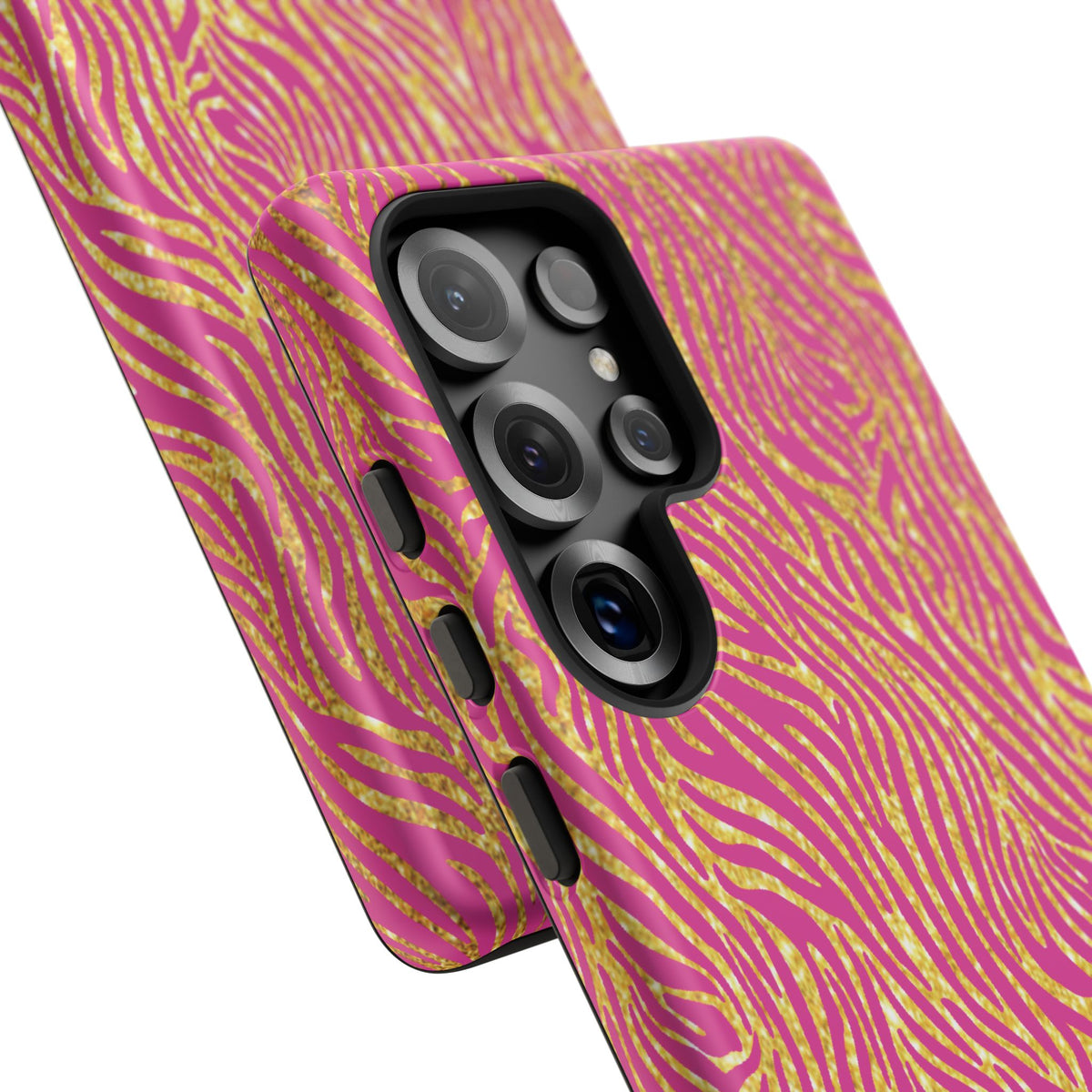 Pink Gold Zebra Print Tough Case for iPhone, Galaxy, or Google Pixel