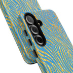 Blue Gold Zebra Tough Case for iPhone, Galaxy, or Google Pixel