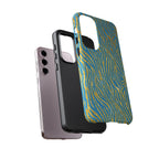 Blue Gold Zebra Tough Case for iPhone, Galaxy, or Google Pixel