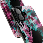 Neon Pink Skeleton (Black) Tough Phone Case for iPhone, Galaxy, or Google Pixel
