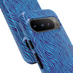 Zebra Print Blue and Purple Tough Case for iPhone, Galaxy or Google Pixel