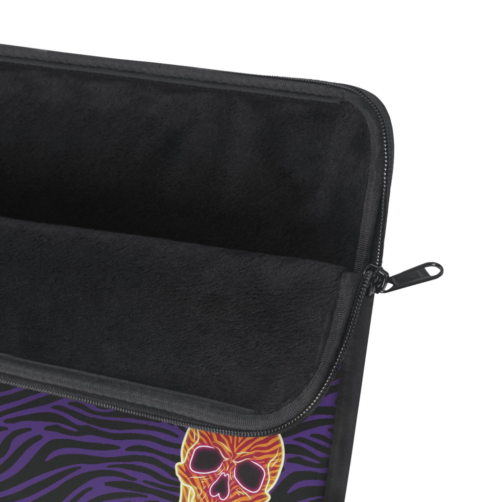 Neon Skulls with Purple Zebra Print 13 inches Laptop Sleeve