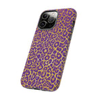 Purple Gold Leopard Tough Phone Case for iPhone, Galaxy, or Google Pixel