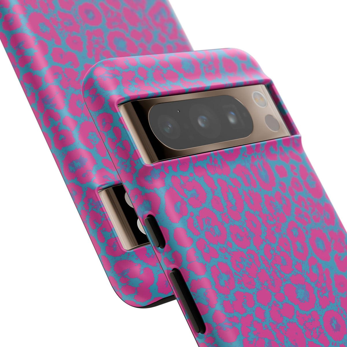 Pink Blue Leopard Tough Phone Case iPhone, Galaxy, or Google Pixel