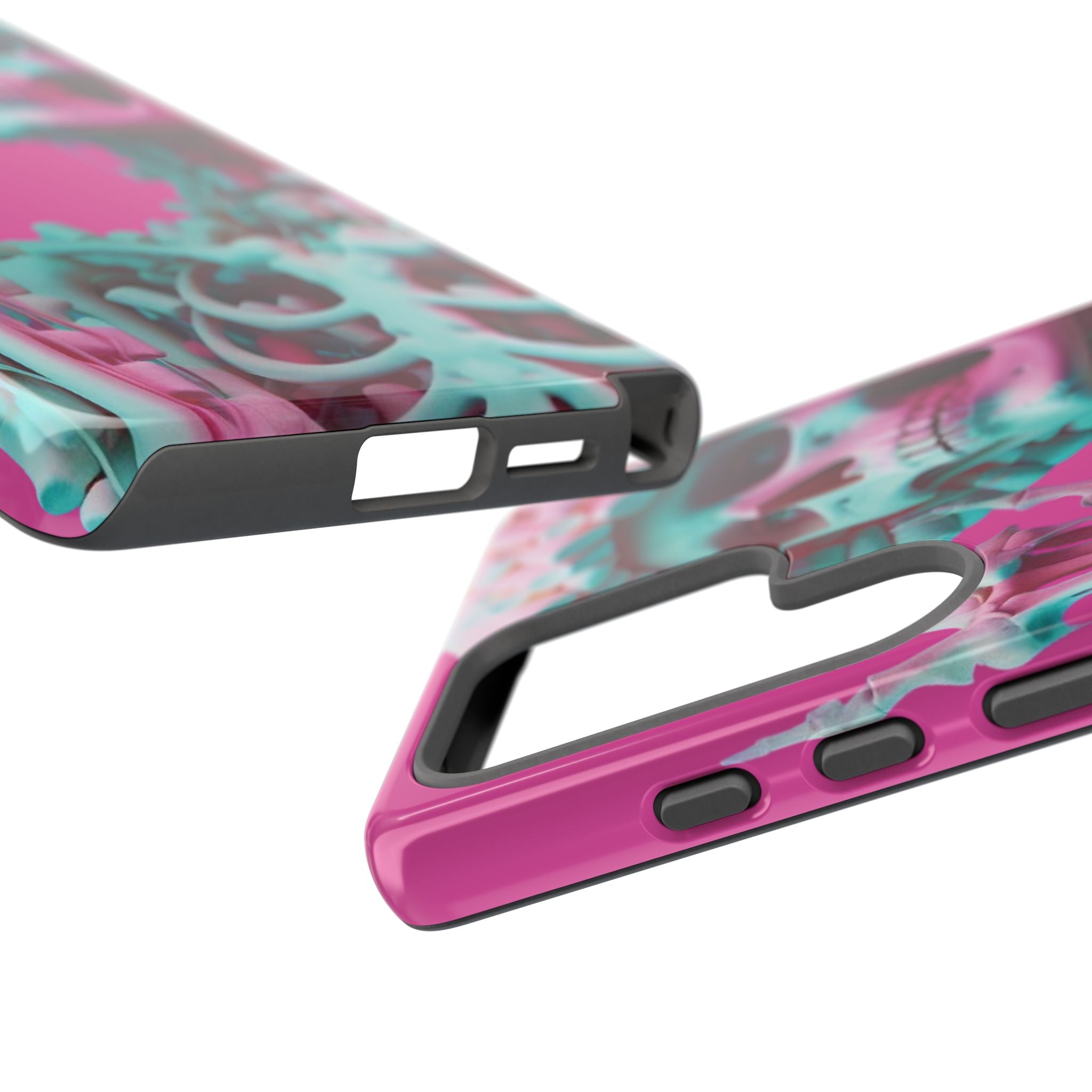 Neon Pink Skeleton Tough Phone Case for iPhone, Galaxy and Google Pixel