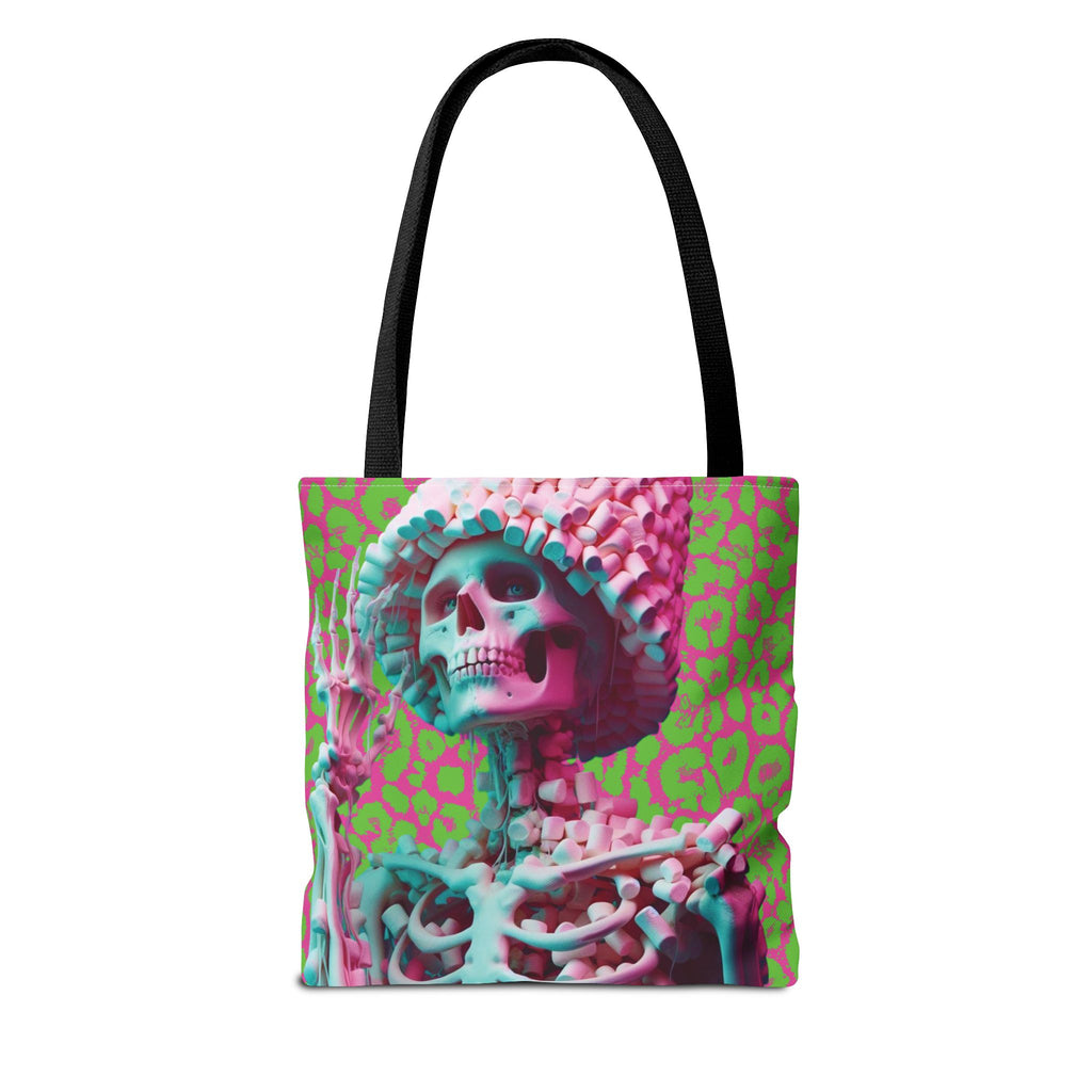 Skeleton Neon Pink Lime Leopard Tote Bag