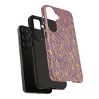 Vibrant Purple Gold Zebra Tough Phone Case iPhone, Galaxy, or Google Pixel