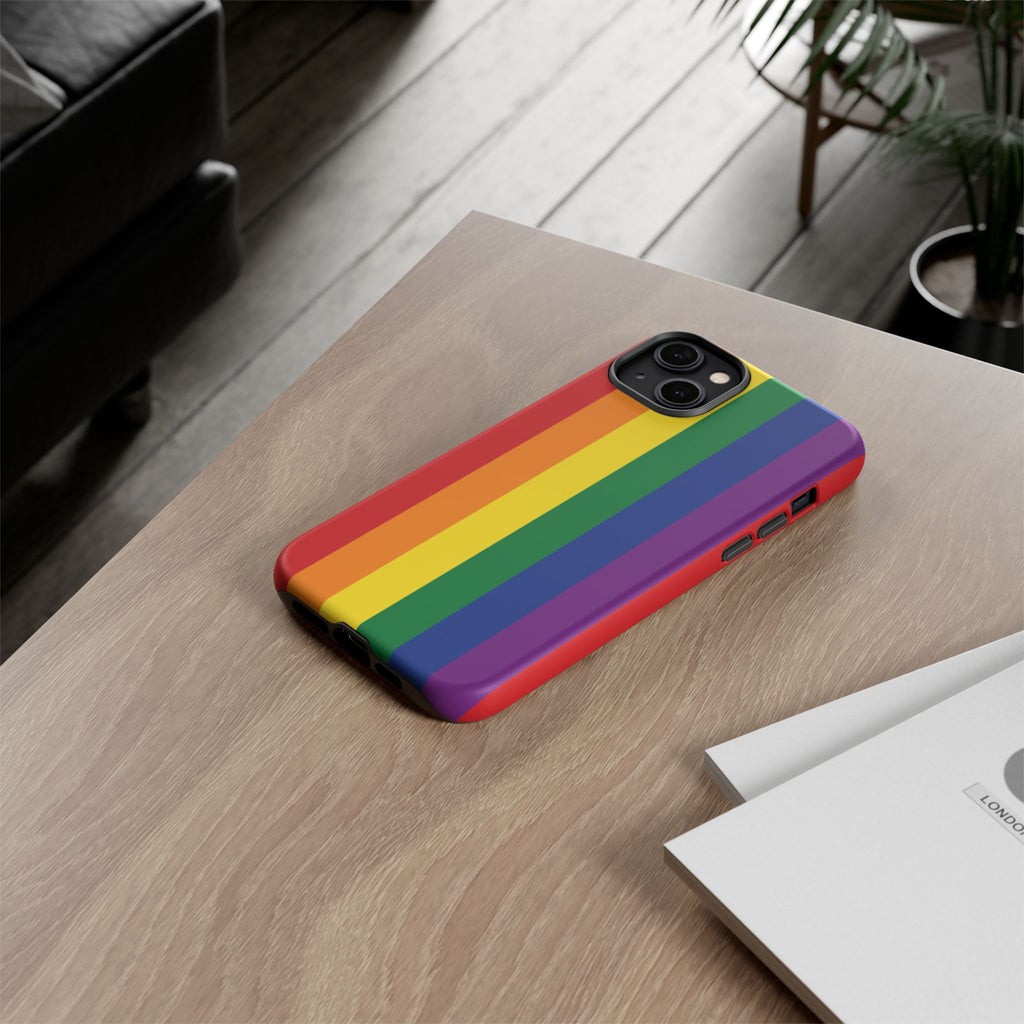 LGBTQ Rainbow Flag Tough Phone Case for iPhone, Galaxy, or Google Pixel
