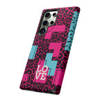 Pink Love Retro Blocks Leopard RG Tough Phone Case for iPhone, Galaxy, or Google Pixel