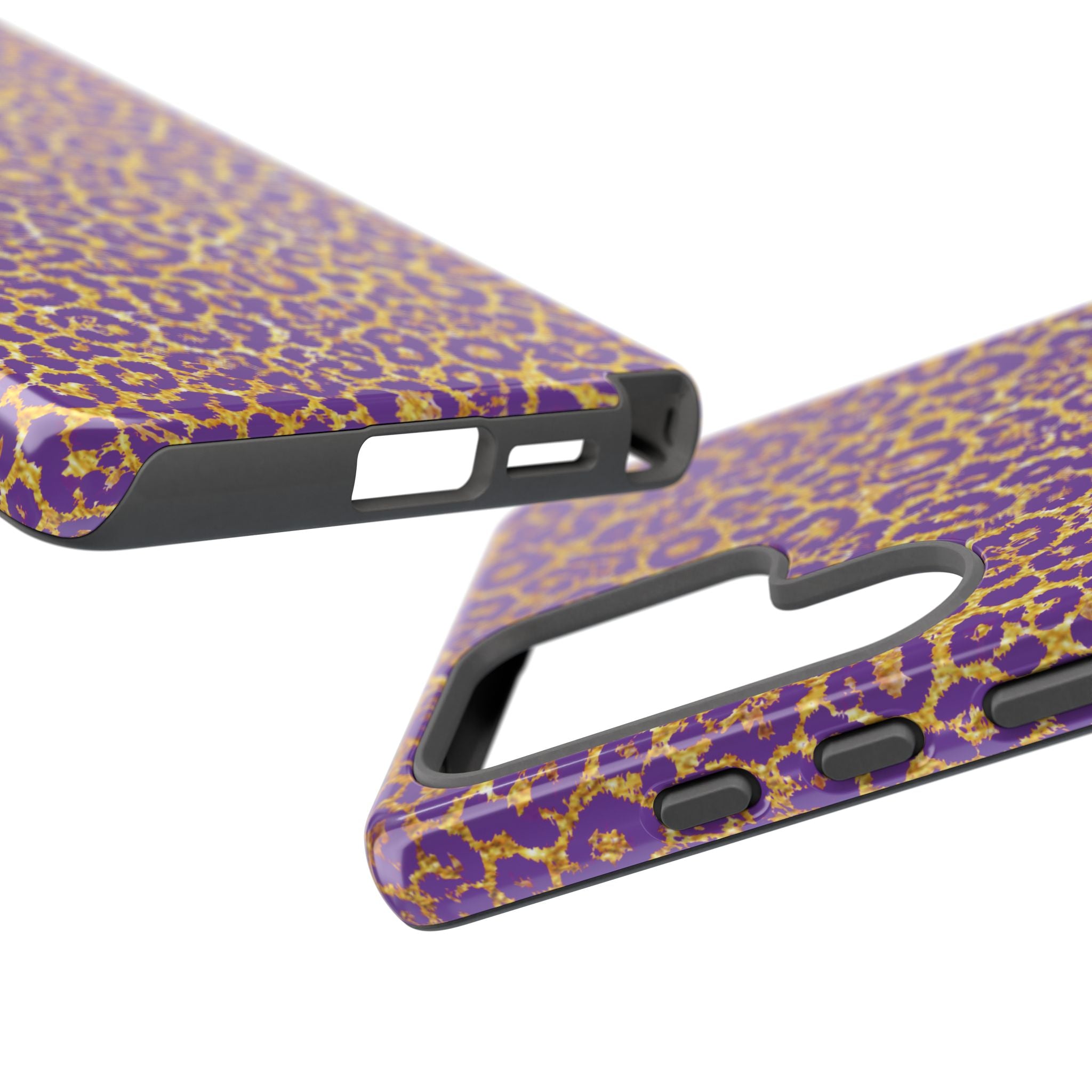 Purple Gold Leopard Tough Phone Case for iPhone, Galaxy, or Google Pixel