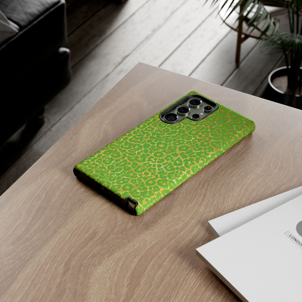 Neon Green Gold Leopard Tough Phone Case iPhone, Galaxy, or Google Pixel