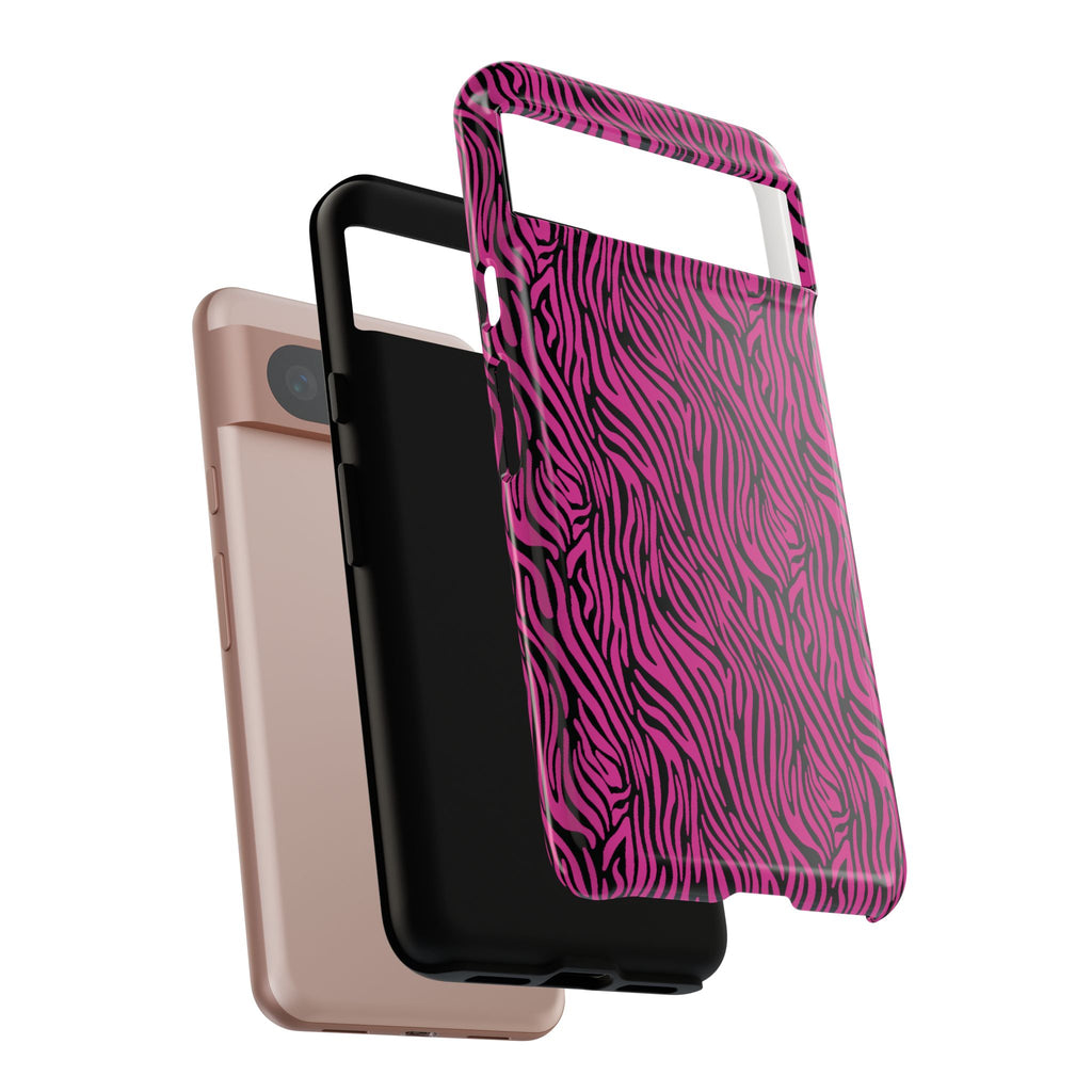 Pink Zebra Tough Phone Case for iPhone, Galaxy, or Google Pixel